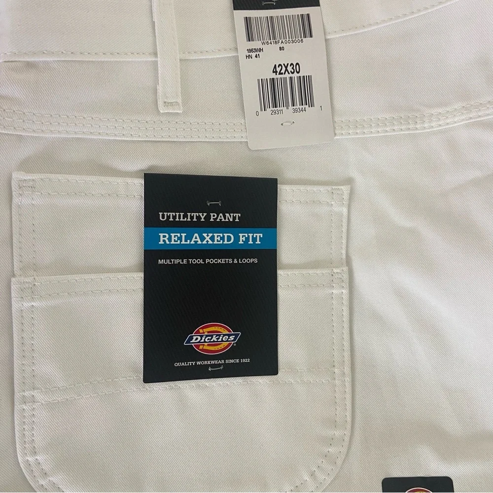 Dickies White Utility Pants Relaxed Fit Painters 42 x 30